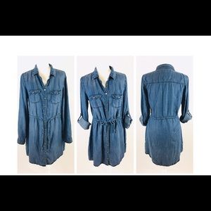 Maurices Blue Jean Denim Dress M Tie Waist